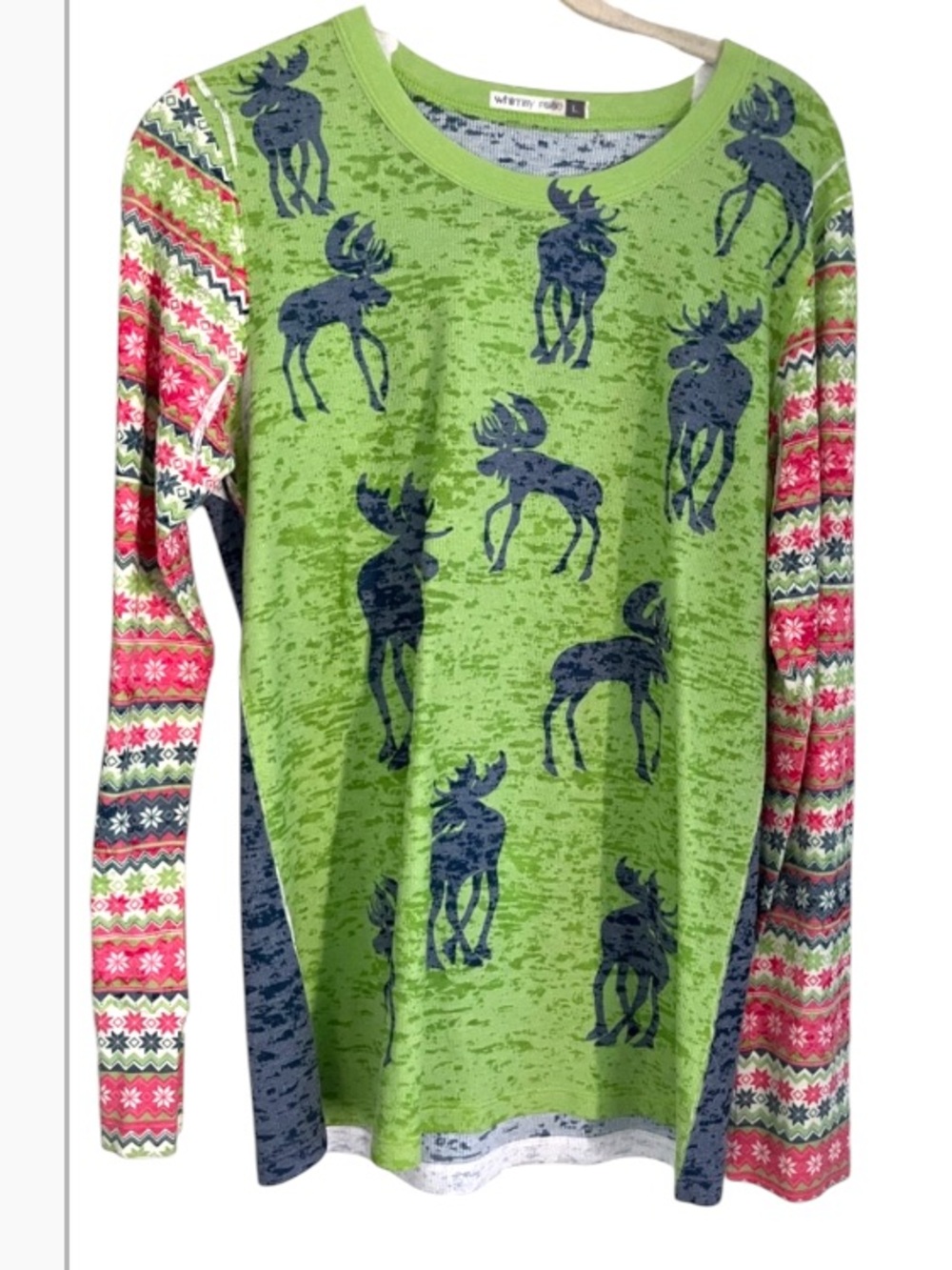 Whimsy Rose Long Sleeved Thermal Shirt Sz Large Moose